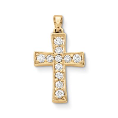 Plain Latin Cross Pendant with Diamonds