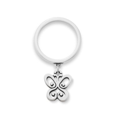 Small Spring Butterfly Charm Dangle Ring