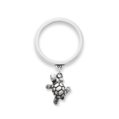 Turtle Charm Dangle Ring